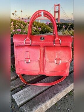 Dooney & Bourke Red Leather Double Pocket Tote